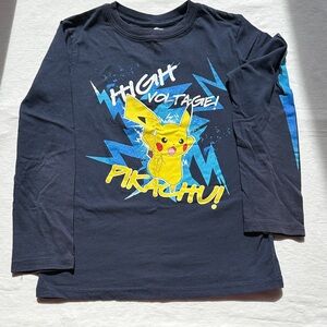 Pokemon Black Pikachu Long Sleeve Tee